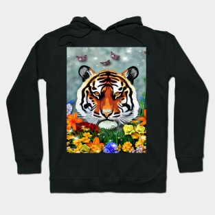 Tiger and Flowers Hoodie